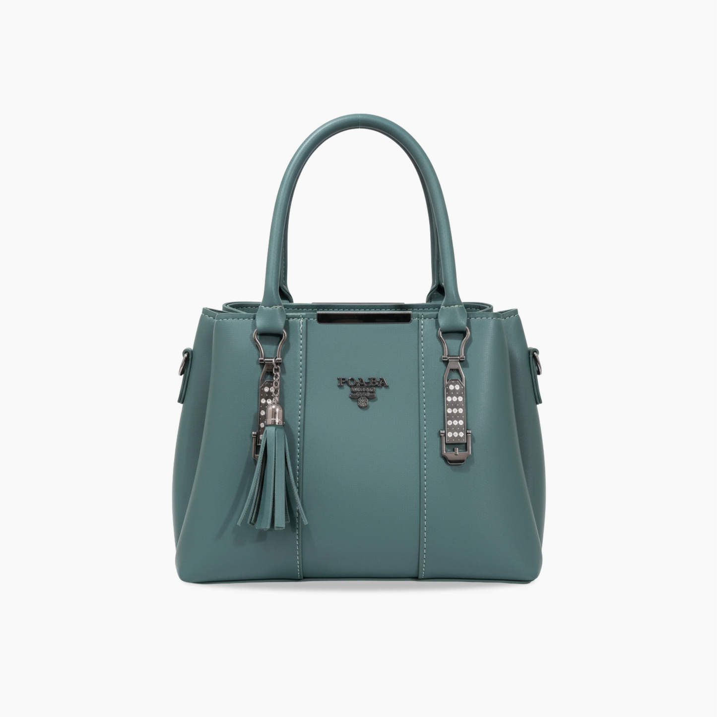 Teal Leather Handbag with Crystal