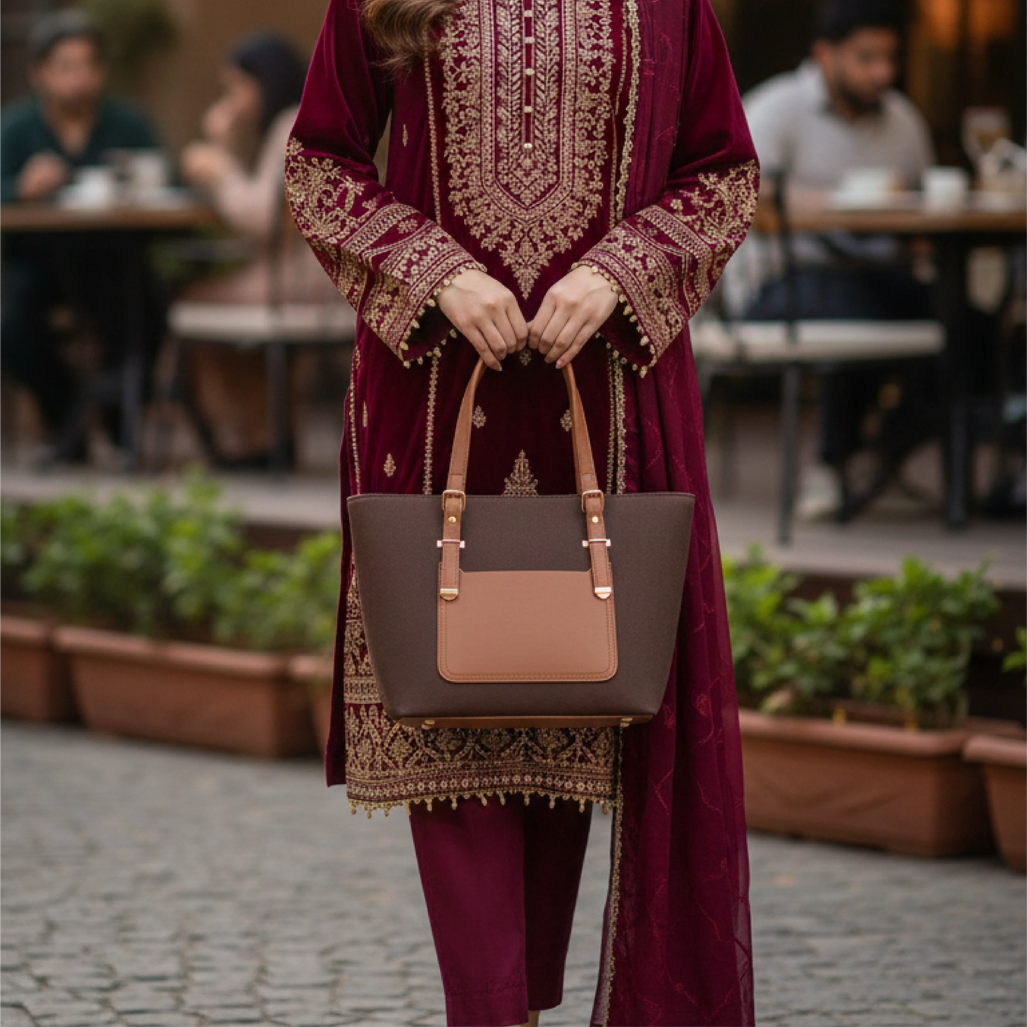 Contrast Tones leather bag