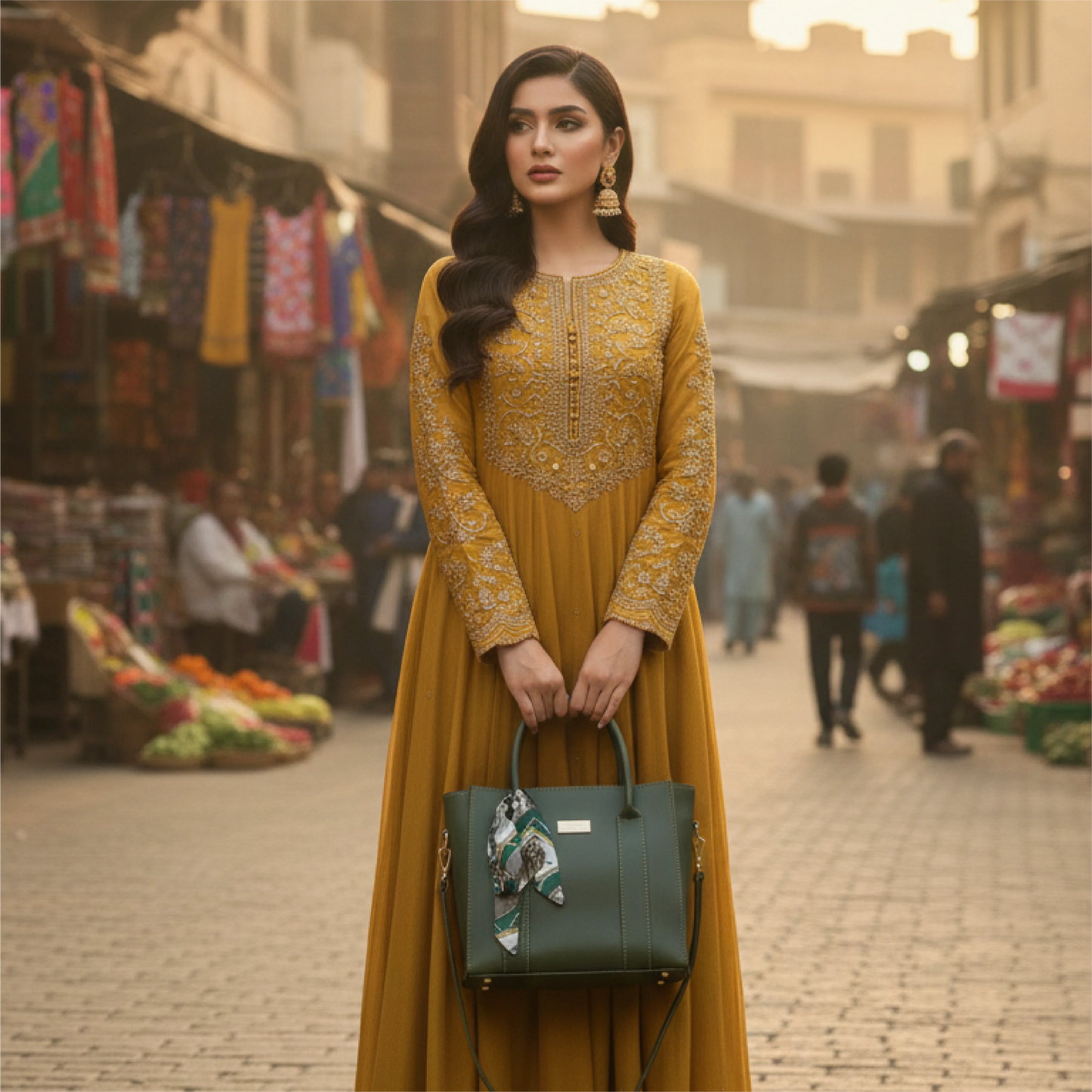 Scarf Embellished Satchel