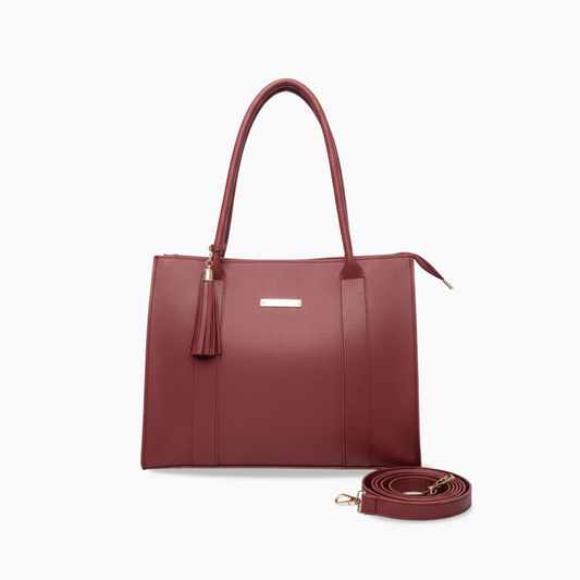 Burgundy Crosshatch Shoulder Bag