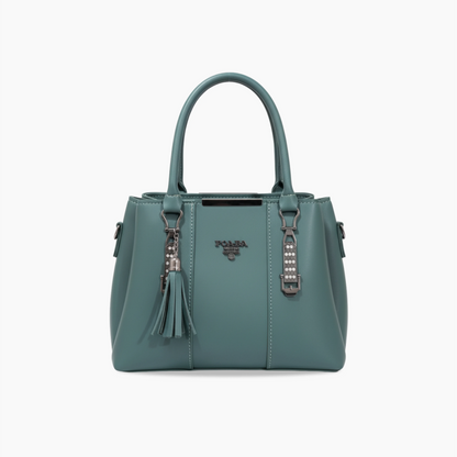 Teal Leather Handbag with Crystal