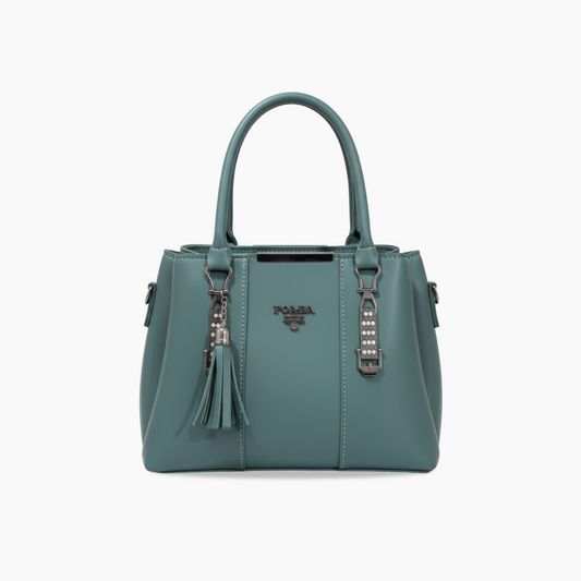 Teal Leather Handbag with Crystal