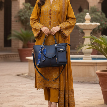 Trapezoid Shoulder Bag with mobile Pouch Set